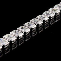 14K White Gold Emerald Cut Tennis Bracelet with Bezel Set Lab Diamonds - 10.25 Carat Total Weight (39 Stones, E-F Color, VS2 Clarity) - Covaloro Fine Jewelry