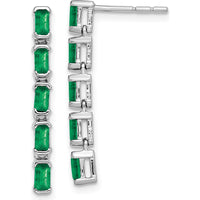 14K White Gold Emerald Dangle Earrings with 5-Octagon Emerald Stones - 0.26 Carat Total Emerald Weight by Monteluci Fine Jewelry