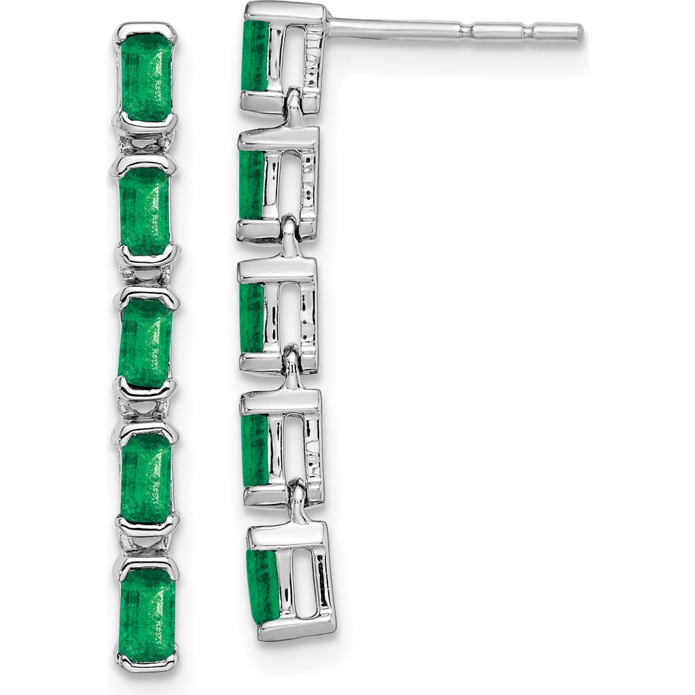 14K White Gold Emerald Dangle Earrings with 5-Octagon Emerald Stones - 0.26 Carat Total Emerald Weight by Monteluci Fine Jewelry
