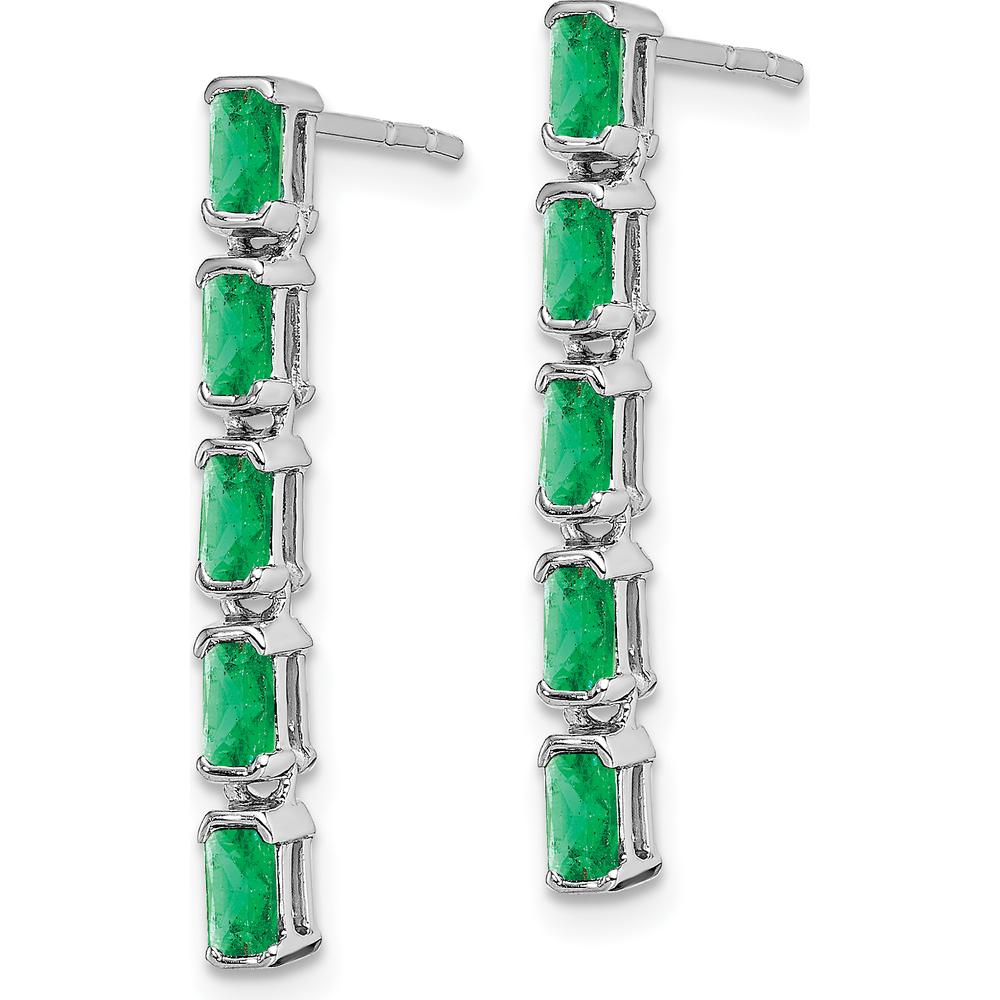 14K White Gold Emerald Dangle Earrings with 5-Octagon Emerald Stones - 0.26 Carat Total Emerald Weight by Monteluci Fine Jewelry