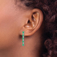 14K White Gold Emerald Dangle Earrings with 5-Octagon Emerald Stones - 0.26 Carat Total Emerald Weight by Monteluci Fine Jewelry