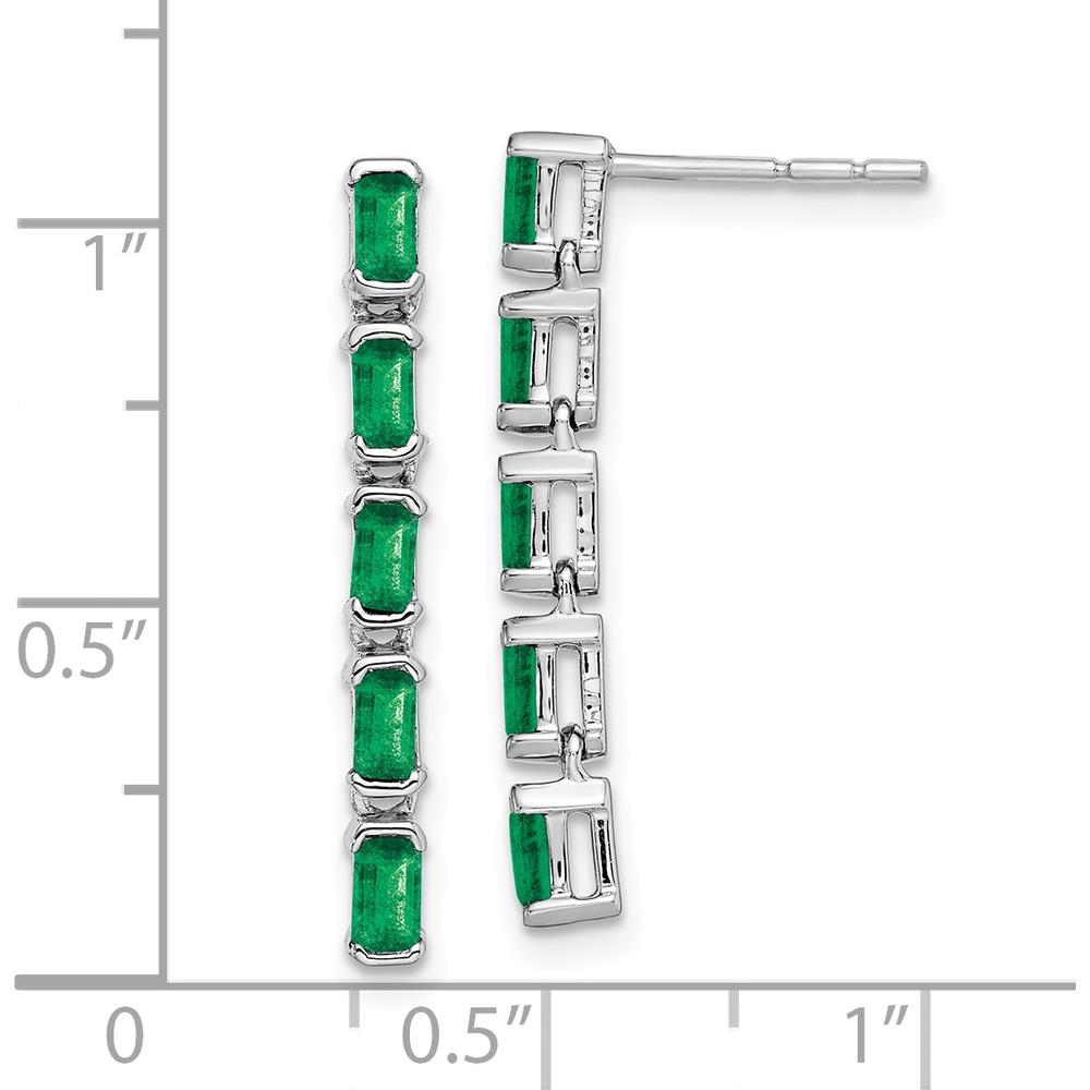 14K White Gold Emerald Dangle Earrings with 5-Octagon Emerald Stones - 0.26 Carat Total Emerald Weight by Monteluci Fine Jewelry