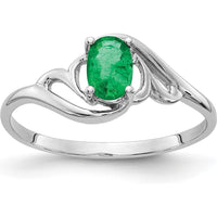 14K White Gold Emerald Ring with Oval Cut Natural Emerald - 0.42 Carat by Monteluci Fine Jewelry