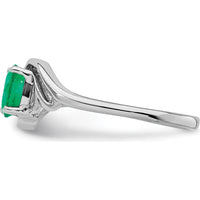 14K White Gold Emerald Ring with Oval Cut Natural Emerald - 0.42 Carat by Monteluci Fine Jewelry