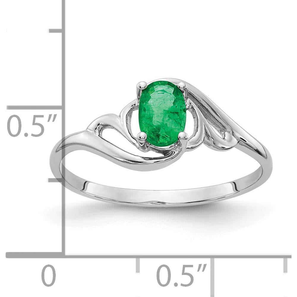 14K White Gold Emerald Ring with Oval Cut Natural Emerald - 0.42 Carat by Monteluci Fine Jewelry