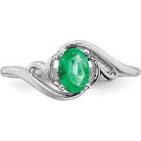 14K White Gold Emerald Ring with Oval Cut Natural Emerald - 0.42 Carat by Monteluci Fine Jewelry