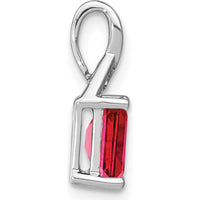 14K White Gold Emerald-shape Ruby Pendant with Round Diamonds - 1.01 Carat Total Gemstone Weight by Lumare Gioia