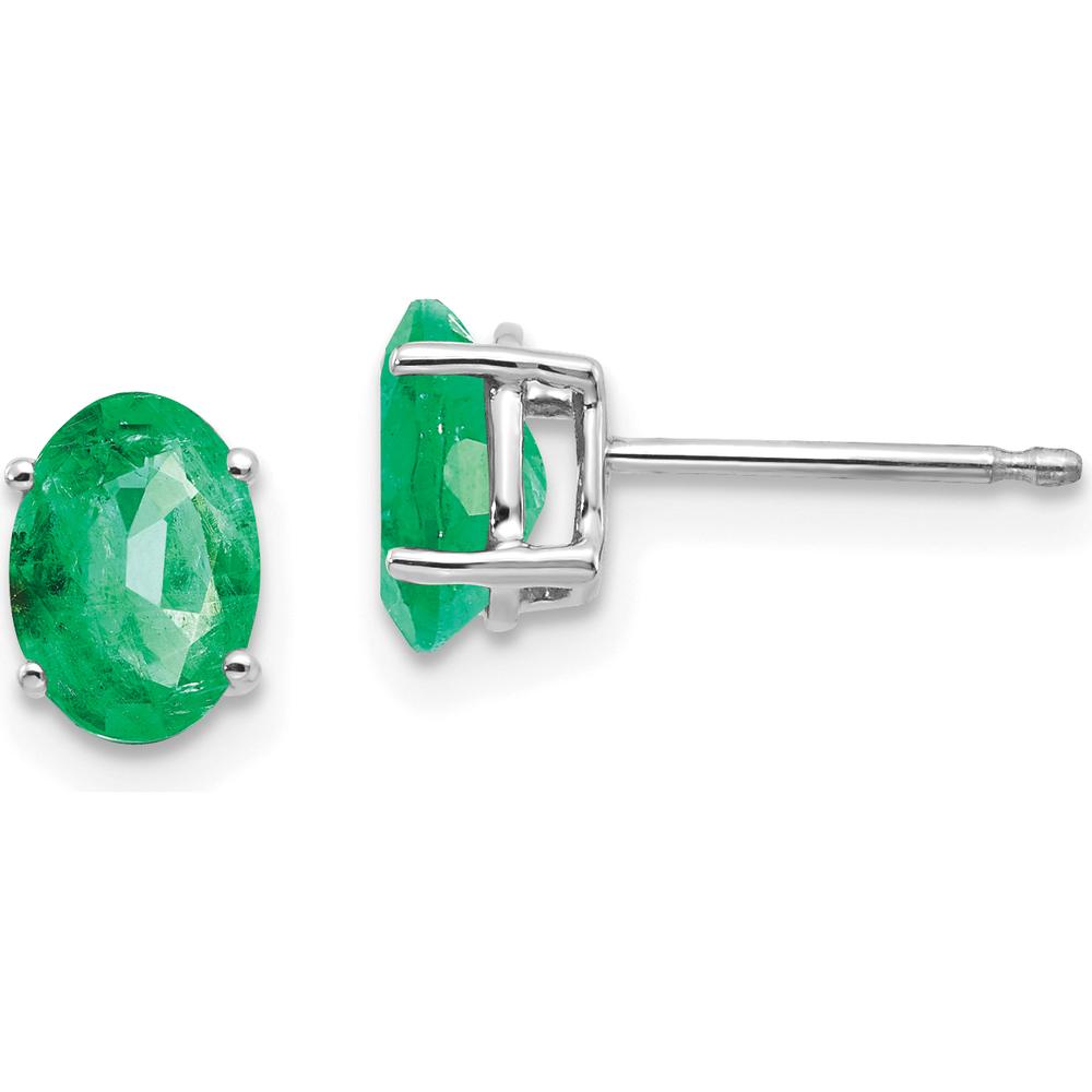 14K White Gold Emerald Stud Earrings - 0.78 Carat Total Emerald Weight by Monteluci Fine Jewelry