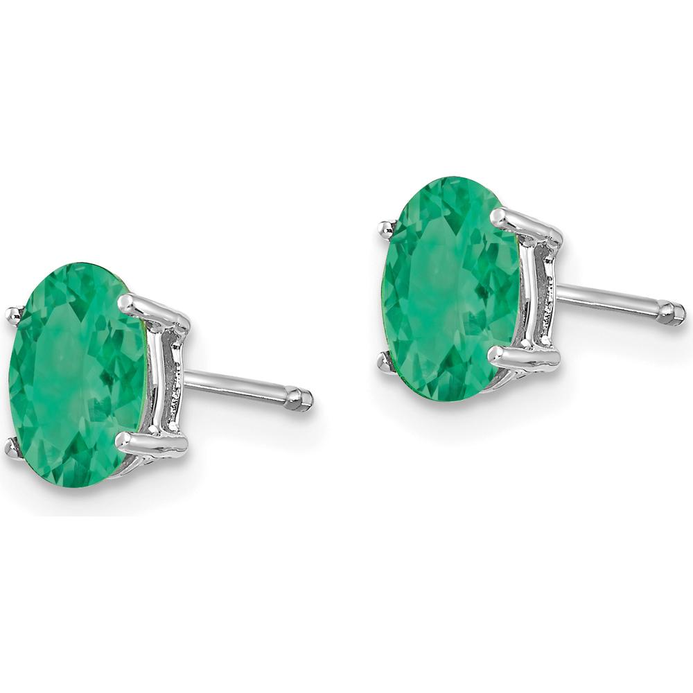 14K White Gold Emerald Stud Earrings - 0.78 Carat Total Emerald Weight by Monteluci Fine Jewelry