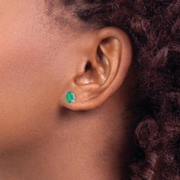14K White Gold Emerald Stud Earrings - 0.78 Carat Total Emerald Weight by Monteluci Fine Jewelry