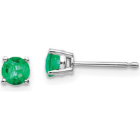 14K White Gold Emerald Stud Earrings with Round Faceted Emeralds - 0.28 Carat Total Weight by Monteluci Fine Jewelry