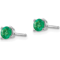 14K White Gold Emerald Stud Earrings with Round Faceted Emeralds - 0.28 Carat Total Weight by Monteluci Fine Jewelry