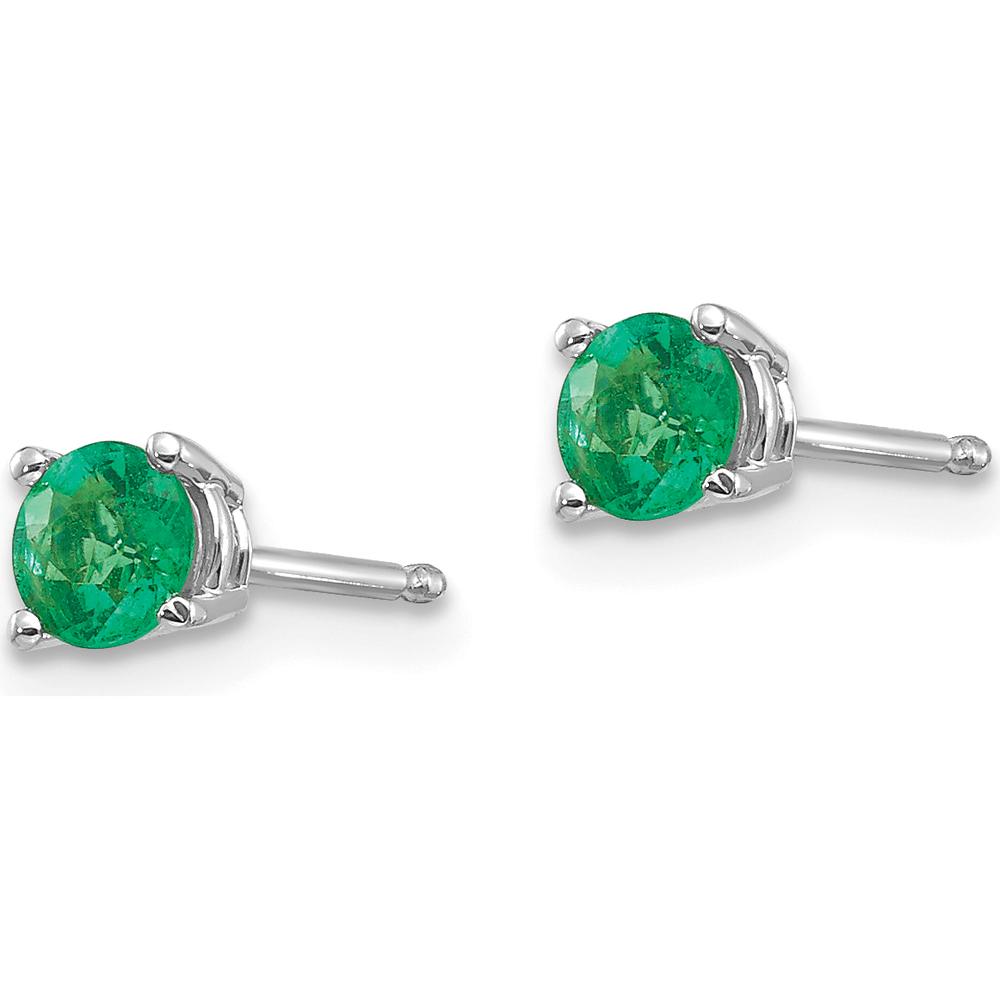 14K White Gold Emerald Stud Earrings with Round Faceted Emeralds - 0.28 Carat Total Weight by Monteluci Fine Jewelry