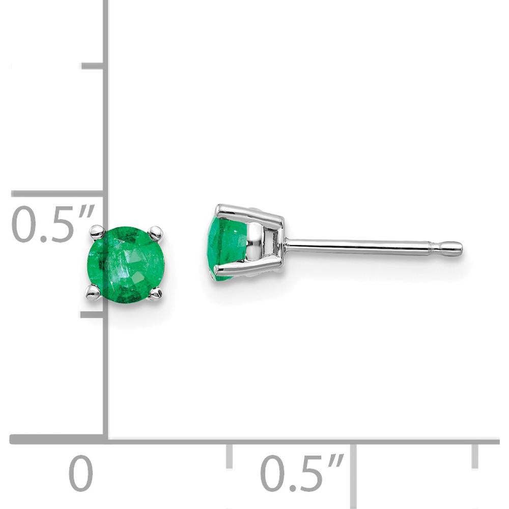 14K White Gold Emerald Stud Earrings with Round Faceted Emeralds - 0.28 Carat Total Weight by Monteluci Fine Jewelry