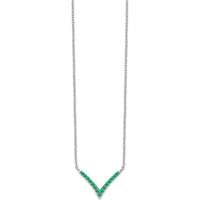 14K White Gold Emerald V-Necklace with Round Emeralds - 0.30 Carat Total Emerald Weight by Lumare Gioia