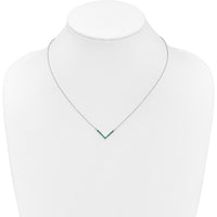 14K White Gold Emerald V-Necklace with Round Emeralds - 0.30 Carat Total Emerald Weight by Lumare Gioia