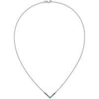14K White Gold Emerald V-Necklace with Round Emeralds - 0.30 Carat Total Emerald Weight by Lumare Gioia