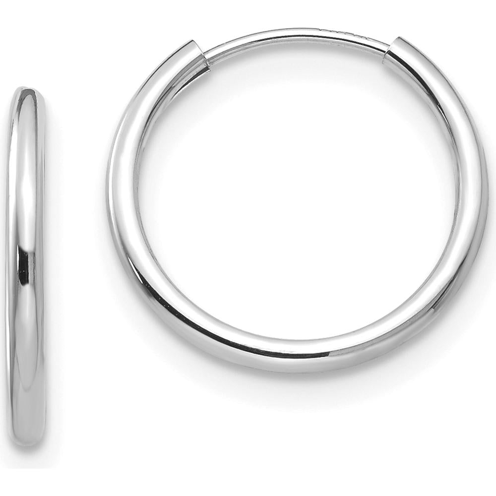 14K White Gold Endless Hoop 3 Pair Earring Set with Polished Finish and Rhodium Plating. by 0