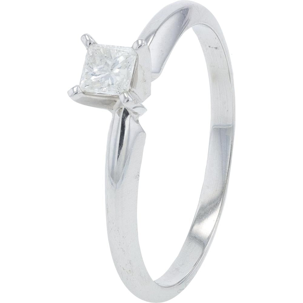 14K White Gold Engagement Ring with 0.25 Carat Princess - Cut Diamond - Solitaire Design