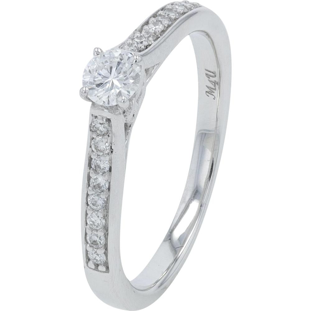 14K White Gold Engagement Ring with 0.35 Carat Total Weight Lab Grown Round Diamonds - Channel Set Band