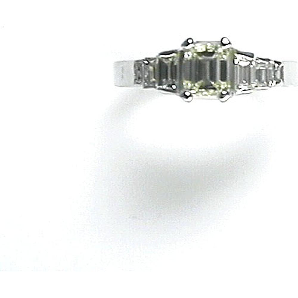 14K White Gold Engagement Ring with 0.65 Carat Princess Cut Center Diamond and 0.75 Carat Round & Princess Cut Side Stones - Royal Jewelry