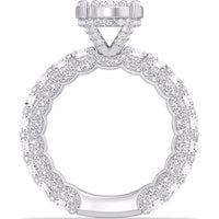 14K White Gold Engagement Ring with 3-Row Pavé Band and Round Diamond Cluster Center - 3.27 Carat Total Diamond Weight by Auriventus