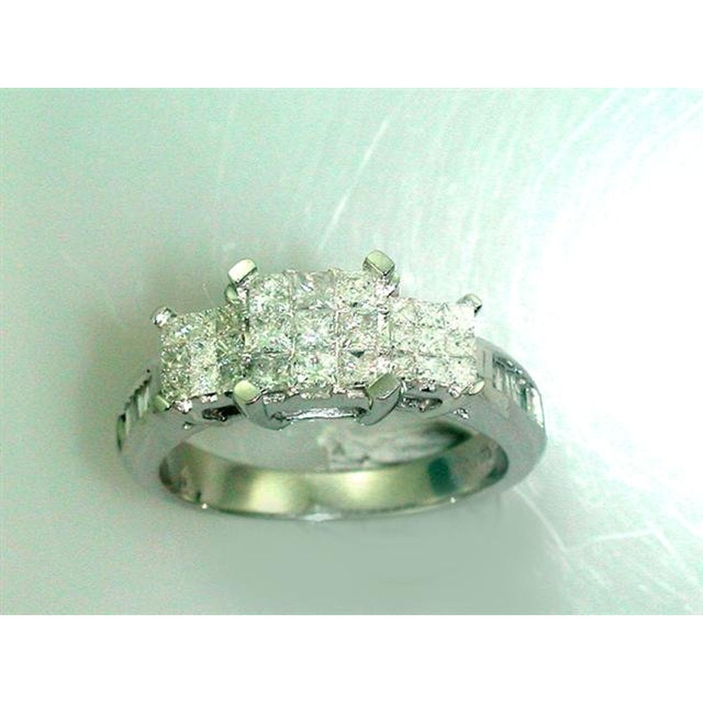 14K White Gold Engagement Ring with Invisible Set Princess Cut Diamonds - 1.09 Carat Total Diamond Weight by Auriventus