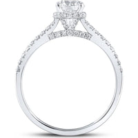 14K White Gold Engagement Ring with Prong-Set 0.71 Carat Round Diamond and 0.33 Carat Pave-Set Diamonds - 1.00 Carat Total Diamond Weight
