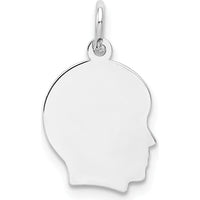 14K White Gold Engravable Boy Charm Pendant - 18mm Length by Oro Pregiato