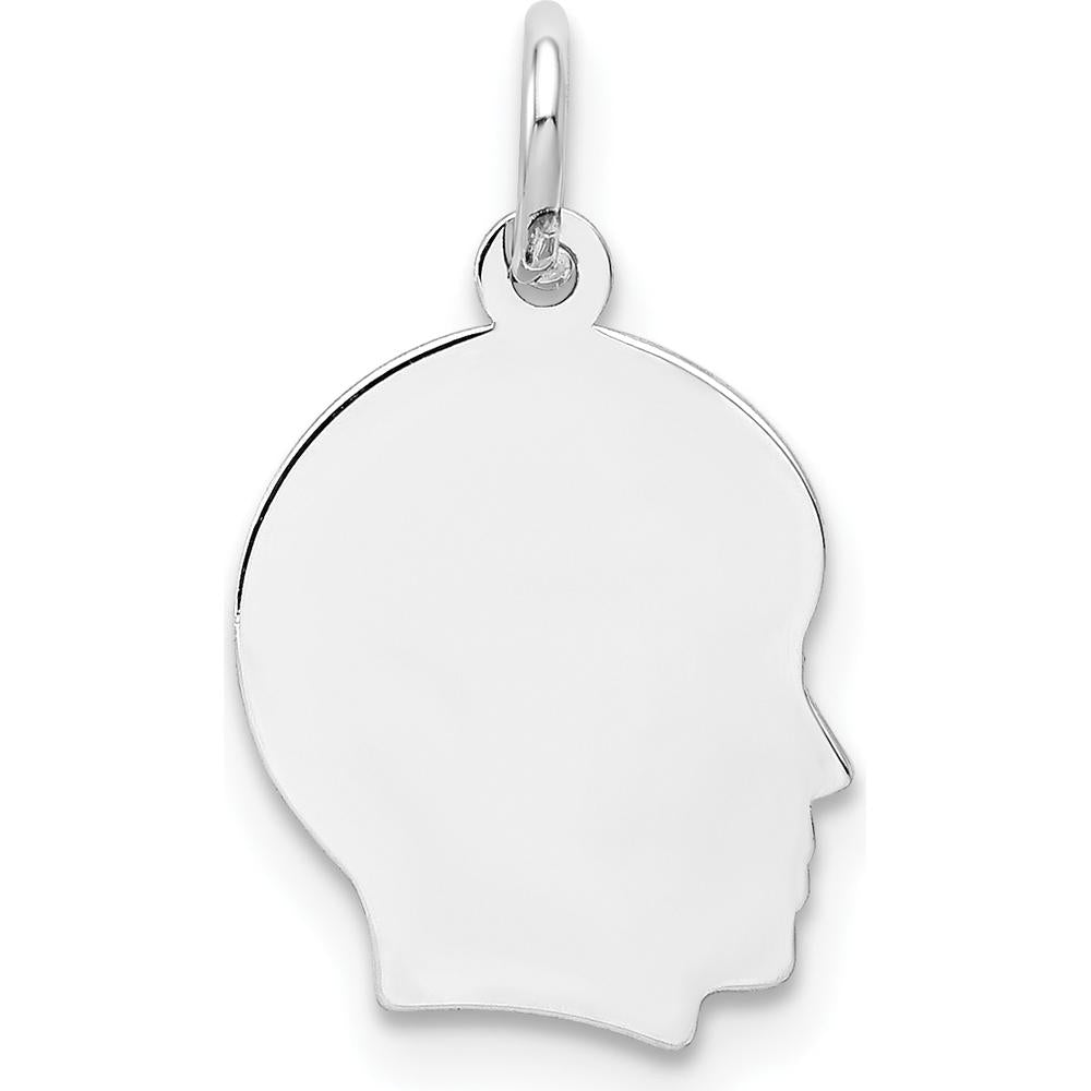 14K White Gold Engravable Boy Charm Pendant - 18mm Length by Oro Pregiato