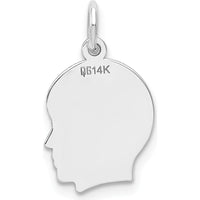 14K White Gold Engravable Boy Charm Pendant - 18mm Length by Oro Pregiato