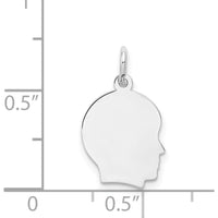 14K White Gold Engravable Boy Charm Pendant - 18mm Length by Oro Pregiato