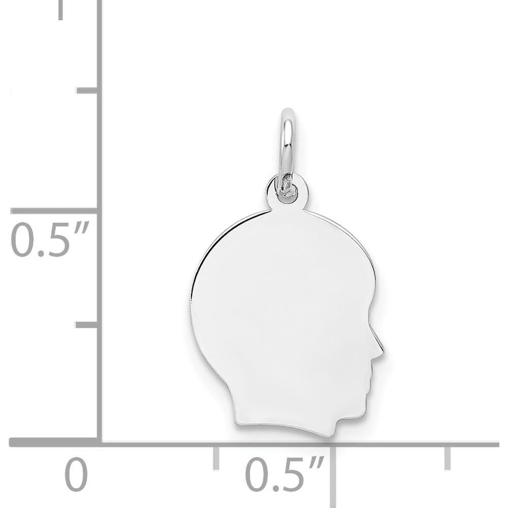 14K White Gold Engravable Boy Charm Pendant - 18mm Length by Oro Pregiato