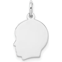 14K White Gold Engravable Boy Charm - Personalized Pendant with Polished Finish by Oro Pregiato