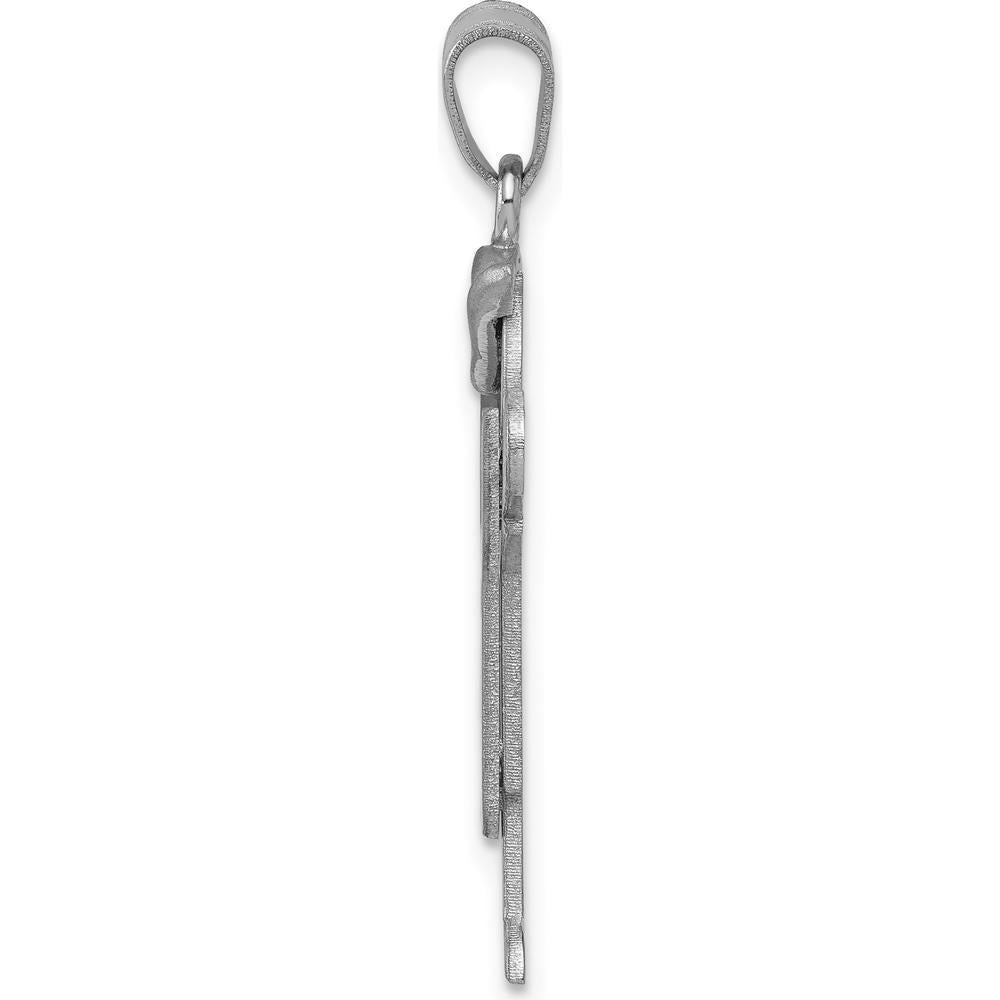 14K White Gold Engravable Boy in Overalls with Hat Pendant - Rhodium Plated by Oro Pregiato