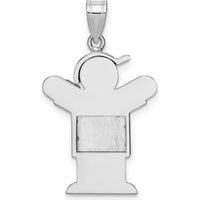 14K White Gold Engravable Boy with Hat Pendant Charm - Rhodium Plated by Oro Pregiato