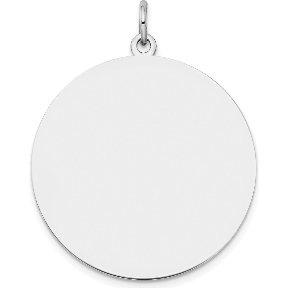 14K White Gold Engravable Disc Charm - 25mm Polished Pendant by Oro Pregiato
