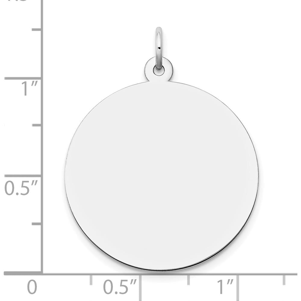 14K White Gold Engravable Disc Charm with Rhodium Plating - 24mm by Oro Pregiato