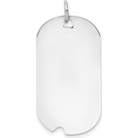 14K White Gold Engravable Dog Tag Pendant with Notch Disc - Polished Finish by Oro Pregiato