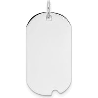 14K White Gold Engravable Dog Tag Pendant with Notch Edge - Polished Finish by Oro Pregiato