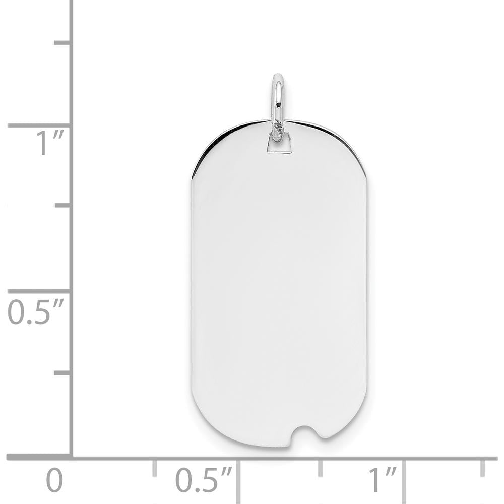 14K White Gold Engravable Dog Tag Pendant with Notch Edge - Polished Finish by Oro Pregiato