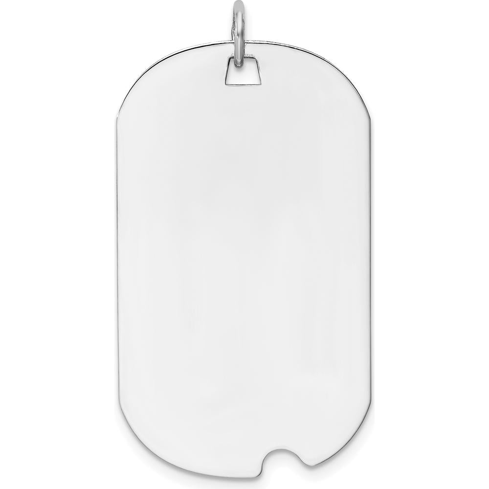14K White Gold Engravable Dog Tag Pendant with Notched Edge and Polished Finish by Oro Pregiato