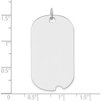 14K White Gold Engravable Dog Tag Pendant with Notched Edge and Polished Finish by Oro Pregiato