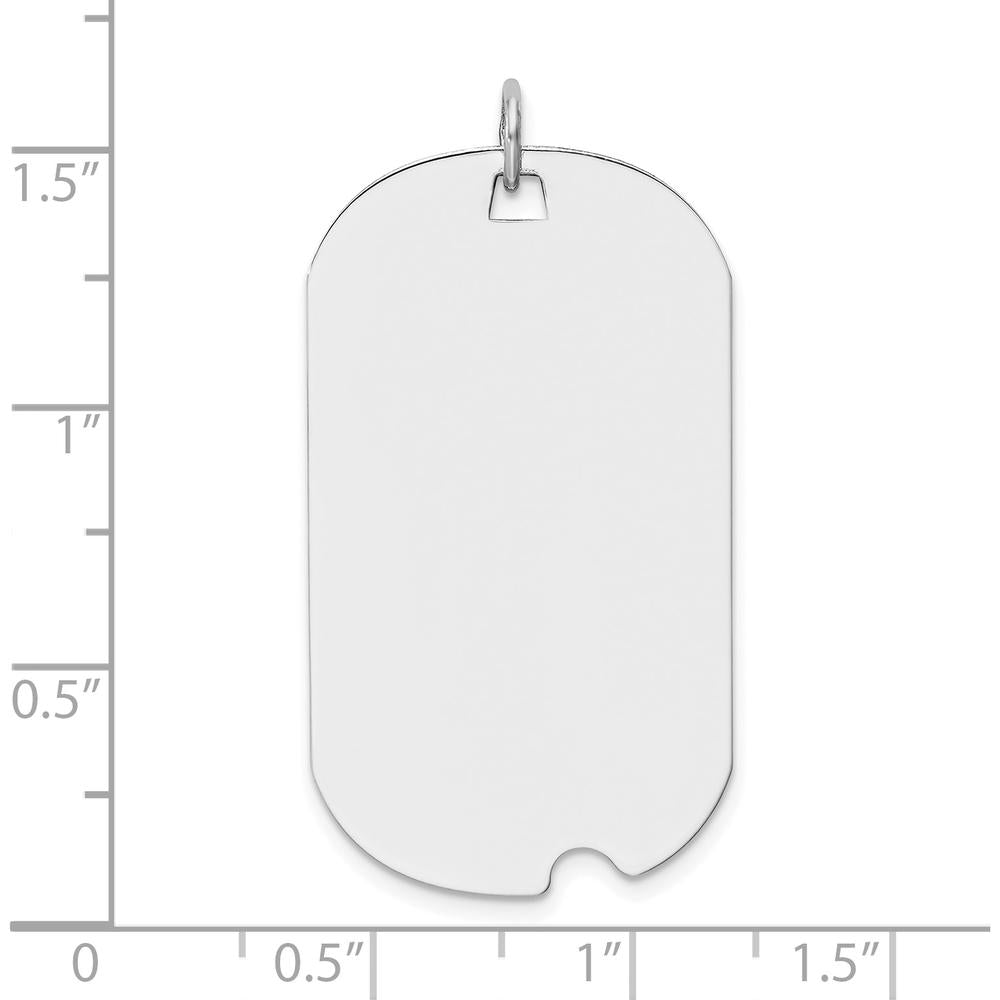 14K White Gold Engravable Dog Tag Pendant with Notched Edge and Polished Finish by Oro Pregiato