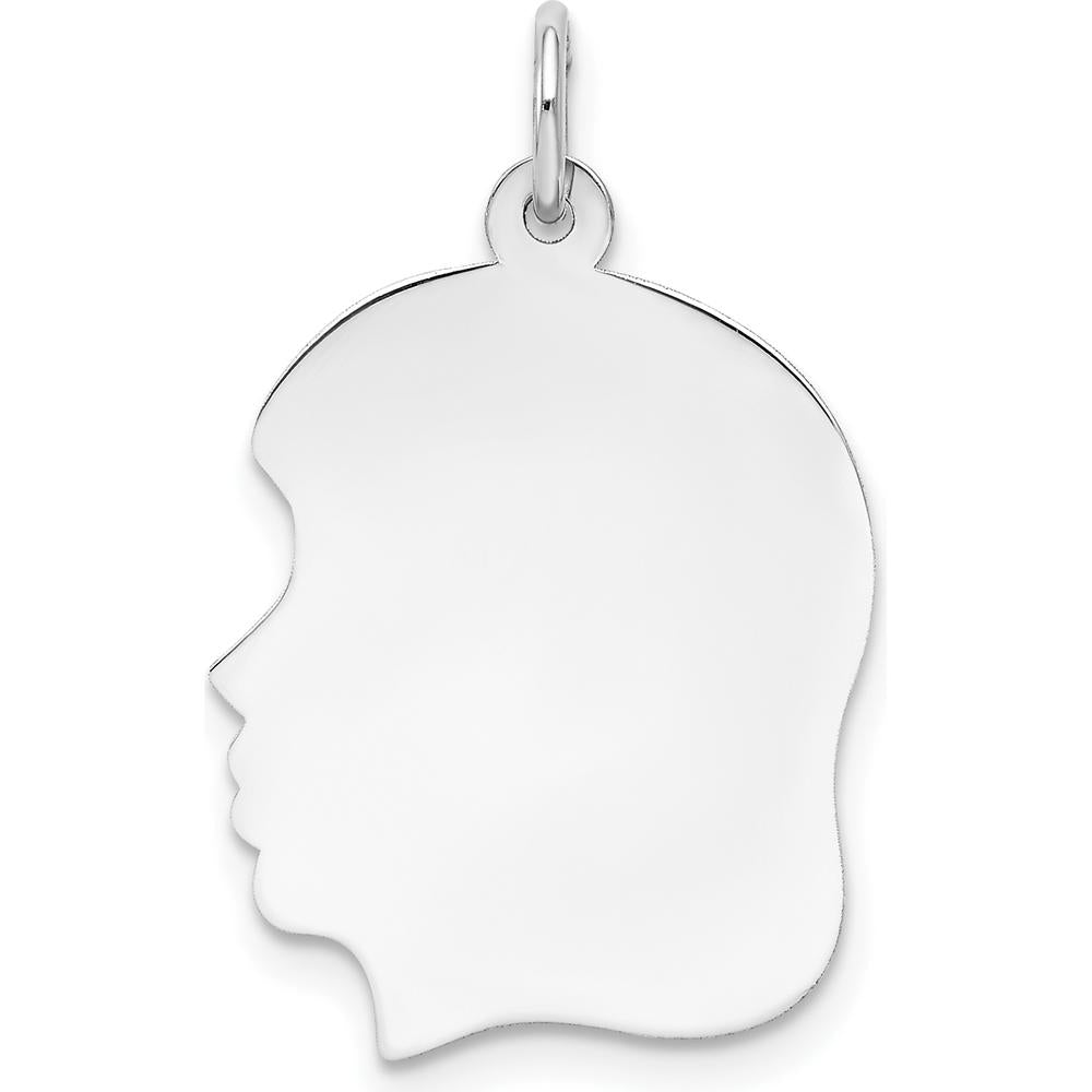 14K White Gold Engravable Girl Charm Pendant - Personalized Jewelry Gift. by Oro Pregiato