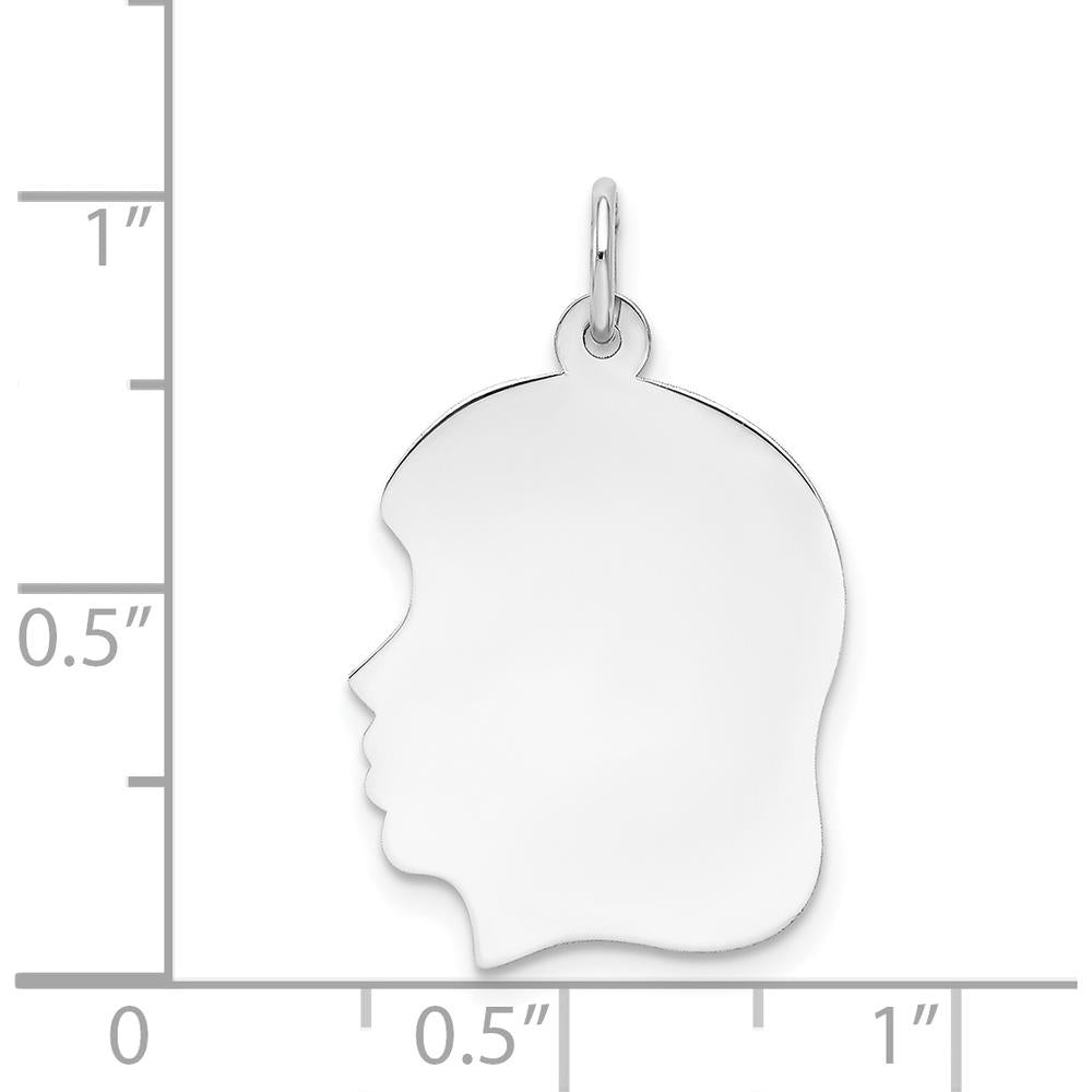 14K White Gold Engravable Girl Charm Pendant - Personalized Jewelry Gift. by Oro Pregiato