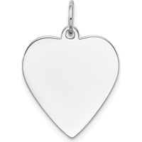 14K White Gold Engravable Heart Charm - Personalized Jewelry Pendant by Oro Pregiato