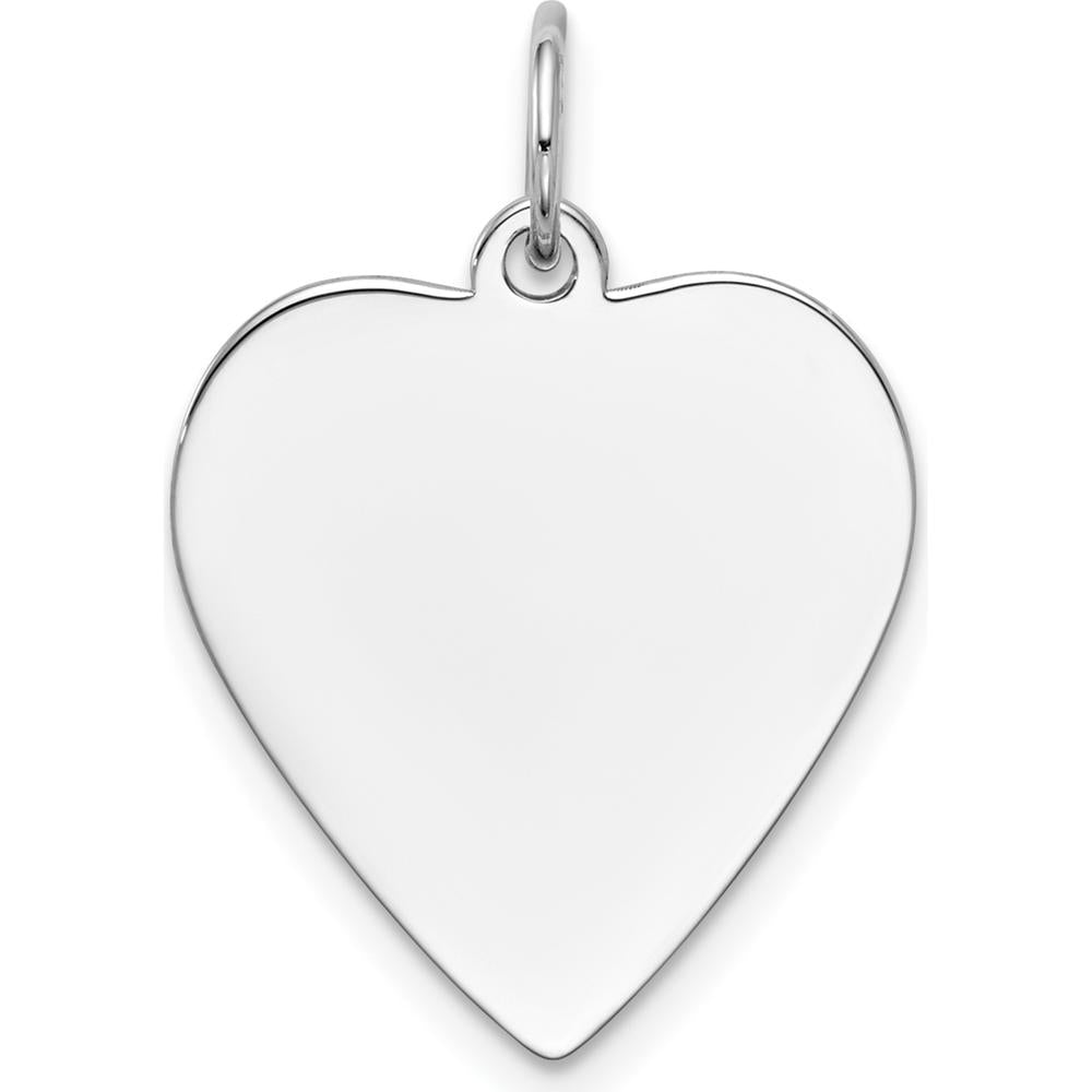 14K White Gold Engravable Heart Charm - Personalized Jewelry Pendant by Oro Pregiato