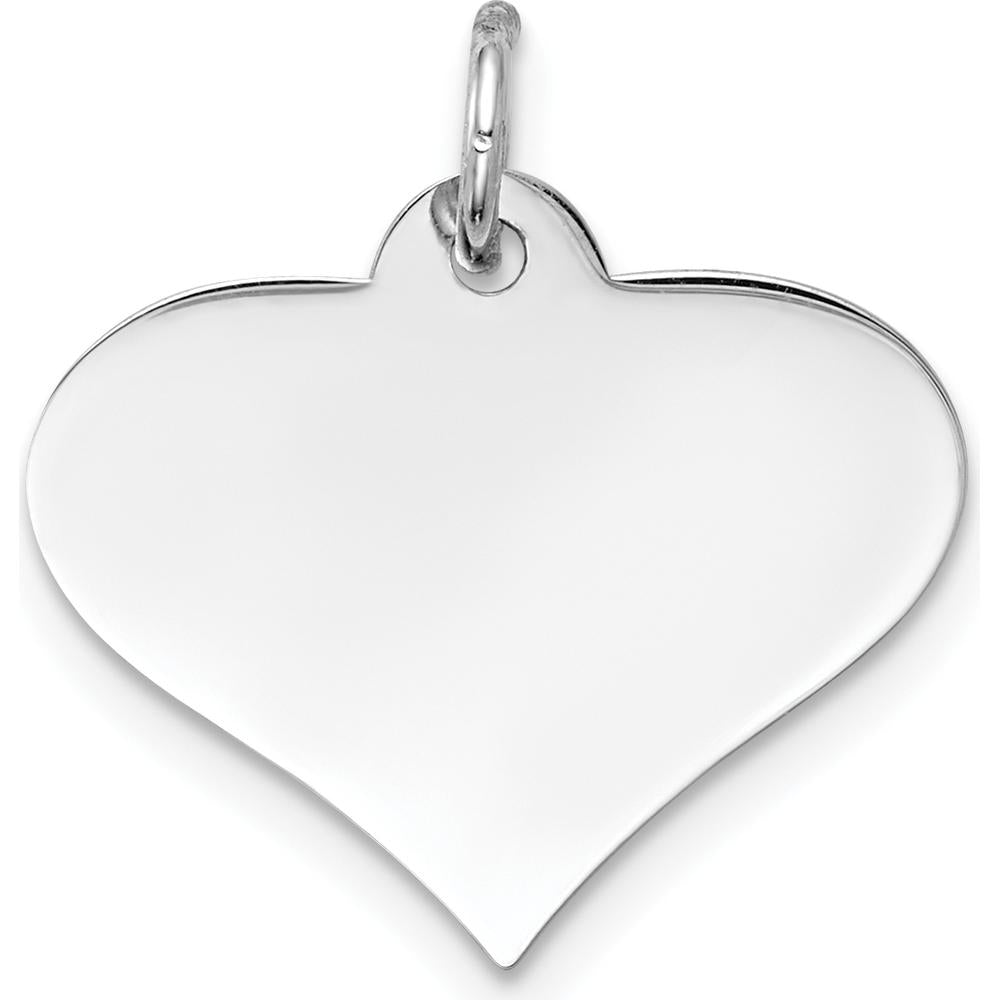 14K White Gold Engravable Heart Disc Charm - 16mm, Polished Finish by Oro Pregiato