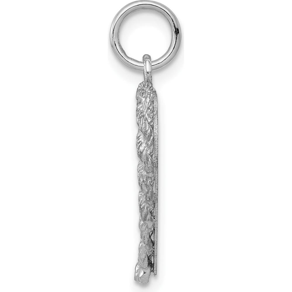 14K White Gold Engravable Heart Pendant with Etched Design - Personalized Charm by Oro Pregiato